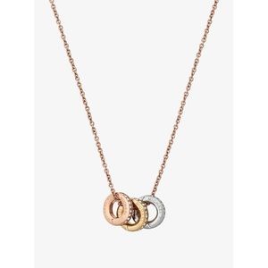 Michael Kors tri tone logo pendant necklace